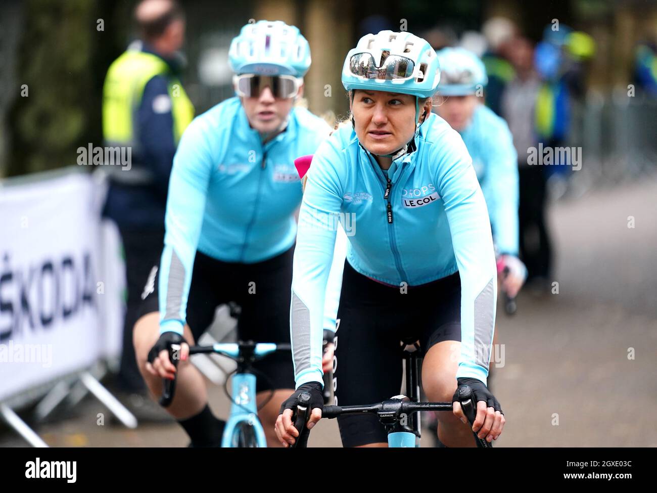 Joss Lowden of team Drops - Le Col s/b Tempur at the start of stage two of the AJ Bell Women's Tour in Walsall, UK. Picture date: Tuesday October 5, 2021. Stock Photo