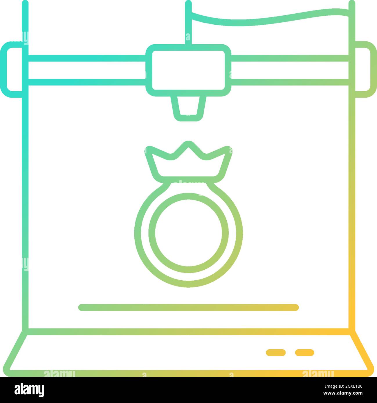 3d jewelry printing gradient linear vector icon Stock Vector