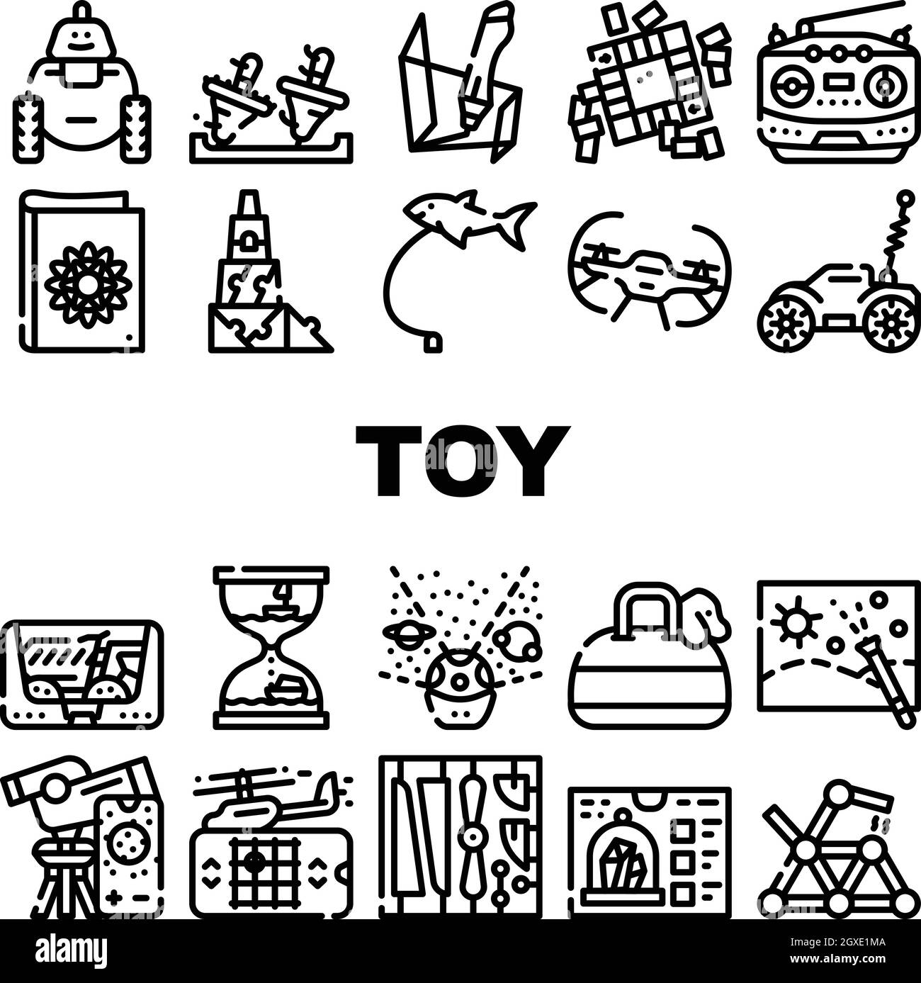 Toy And Children Game Collection Icons Set Vector Stock Vector