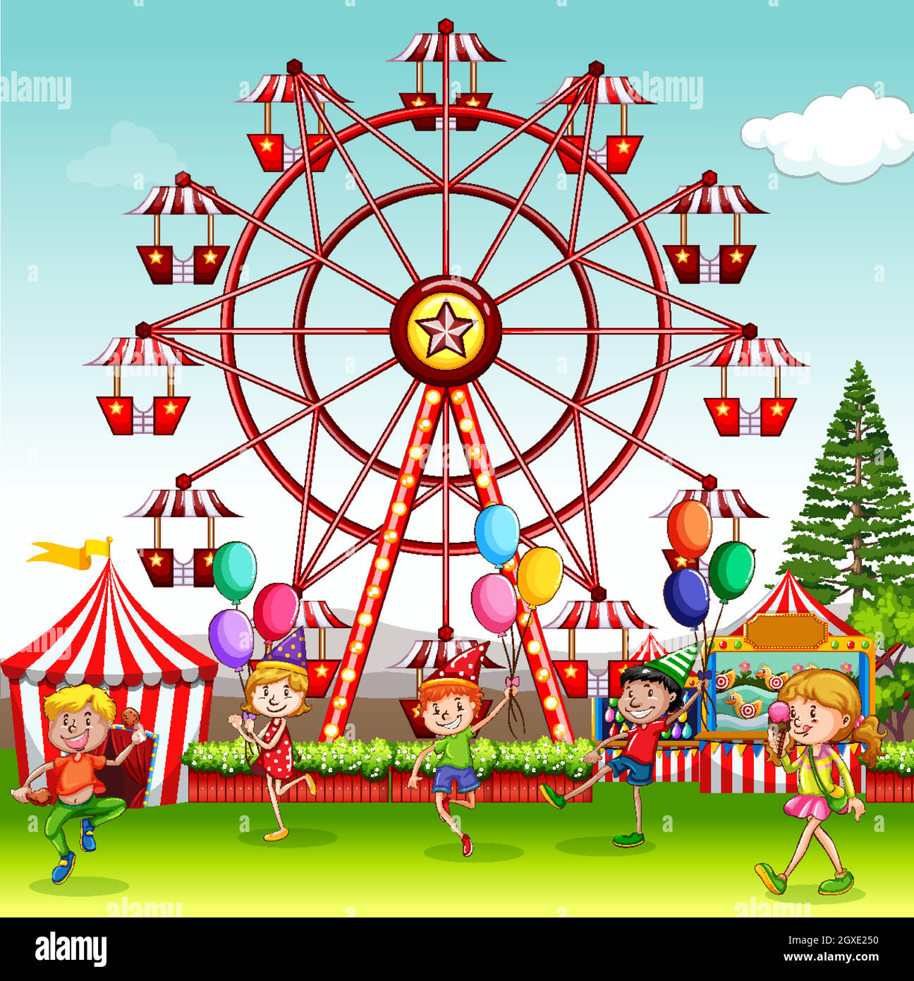 Scene with happy children playing in the circus park Stock Vector Image ...