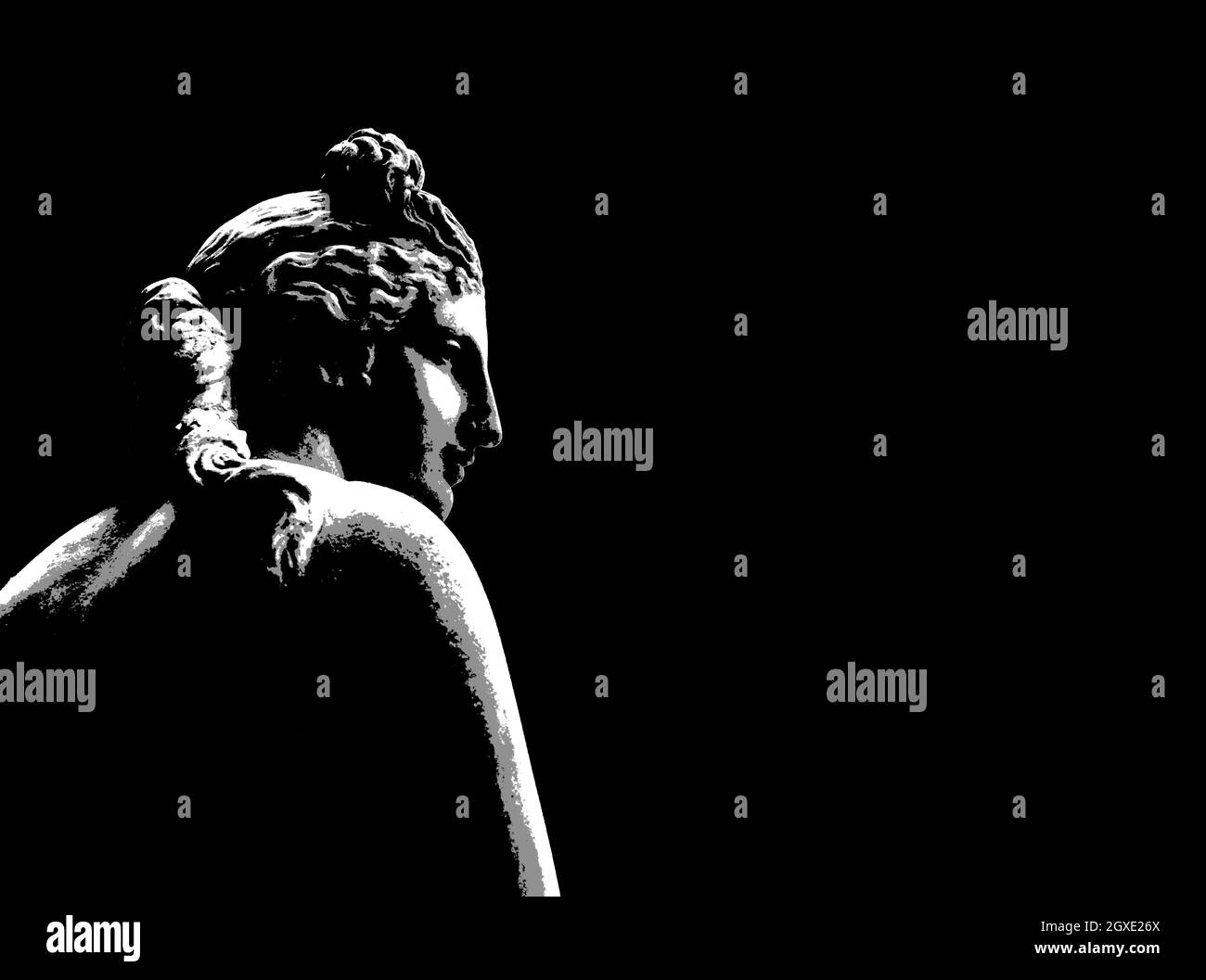 Famous Aphrodite Sculpture Black And White Graphic Isolated On Black Background Stock Photo Alamy