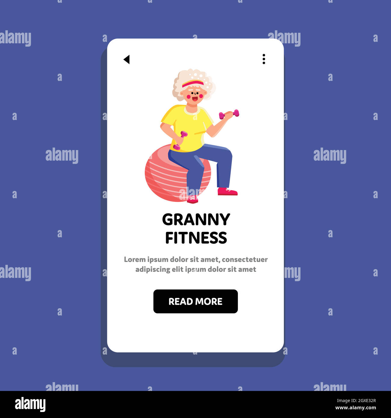Granny Fitness Exercise Doing On Fit Ball Vector Stock Vector