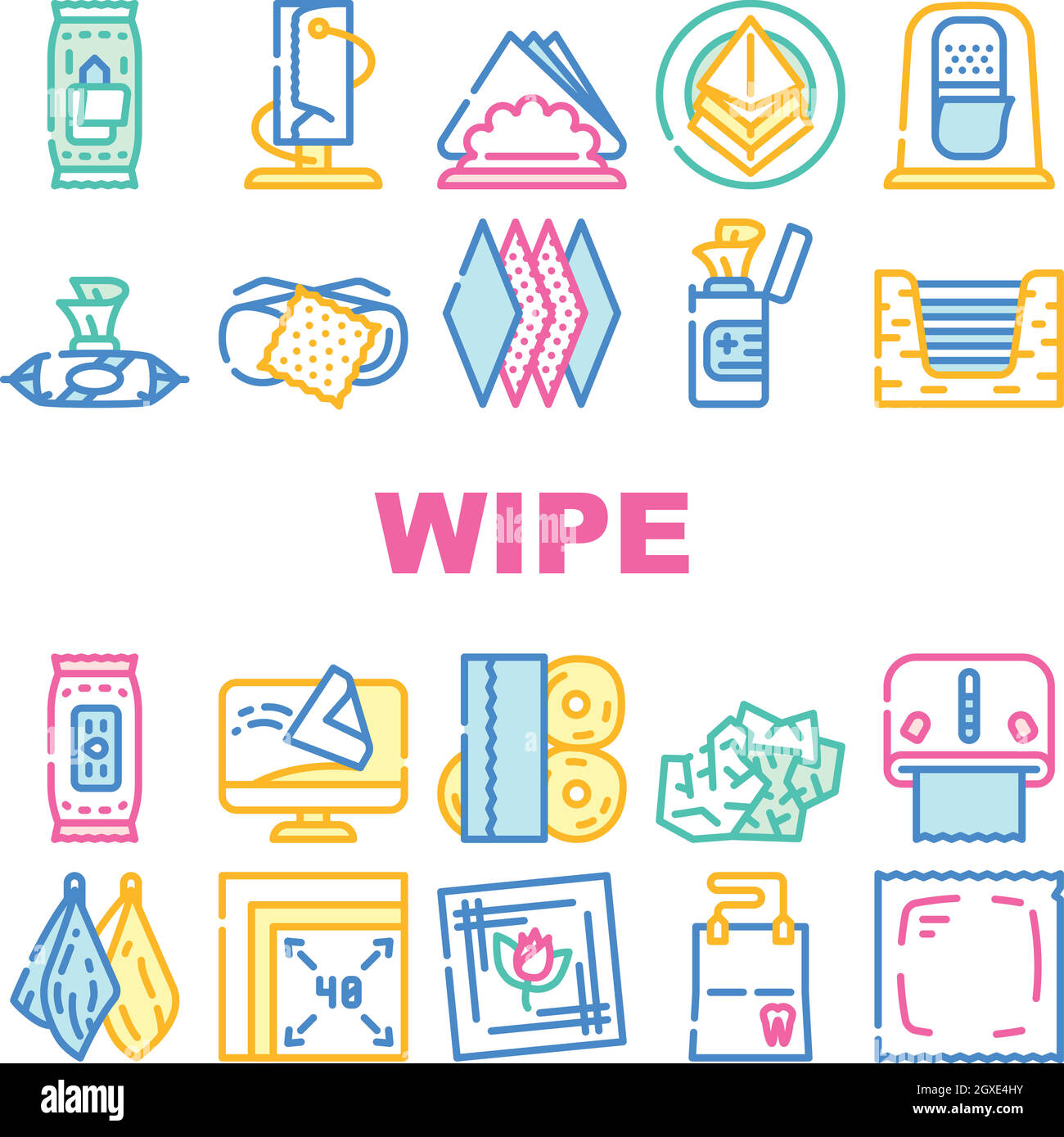 Wipe Hygiene Accessory Collection Icons Set Vector Stock Vector