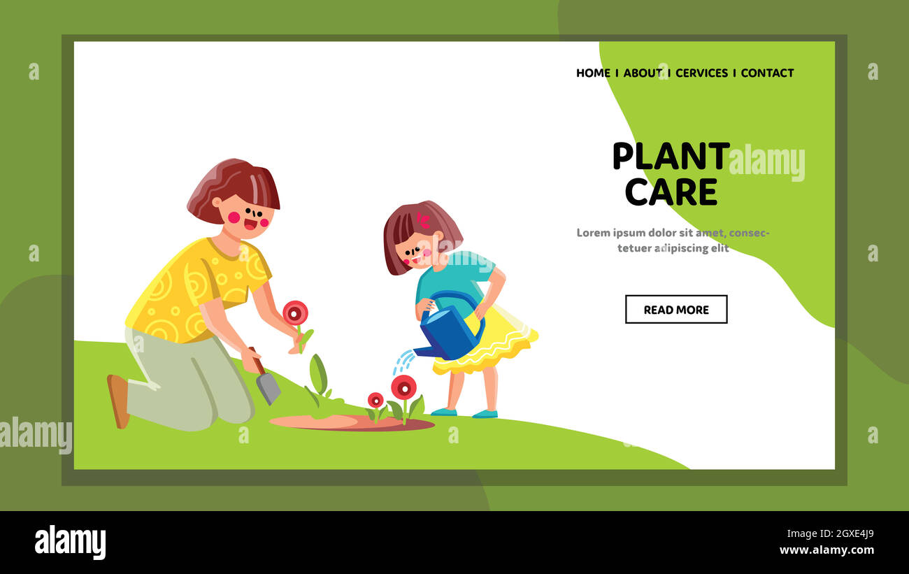 Plant Care Mother With Daughter Together Vector Stock Vector Image ...