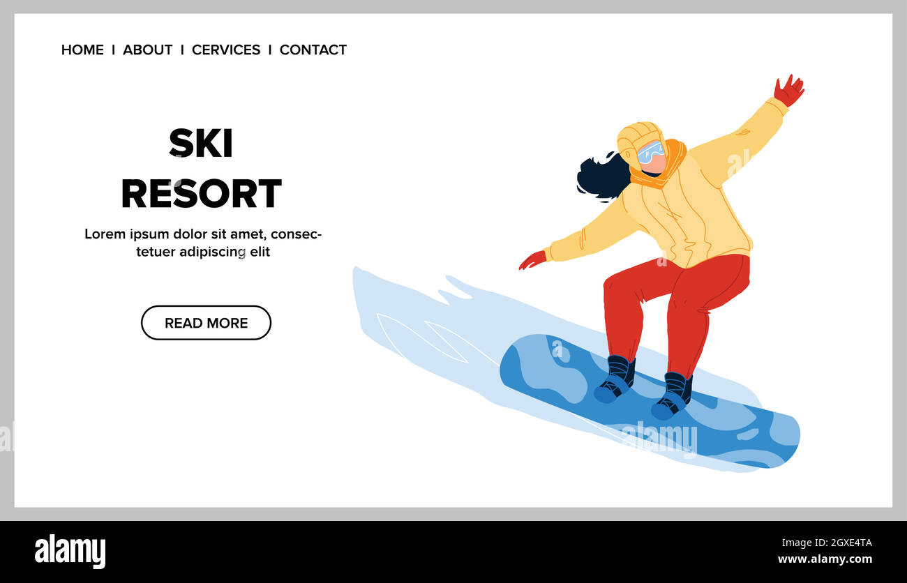 Ski Resort And Sport Activity On Mountain Vector Stock Vector