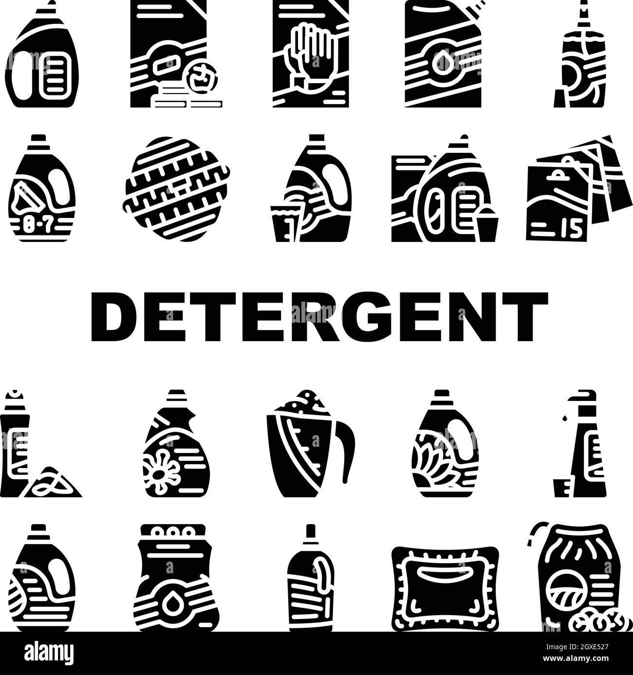 Detergent Washing Collection Icons Set Vector Stock Vector