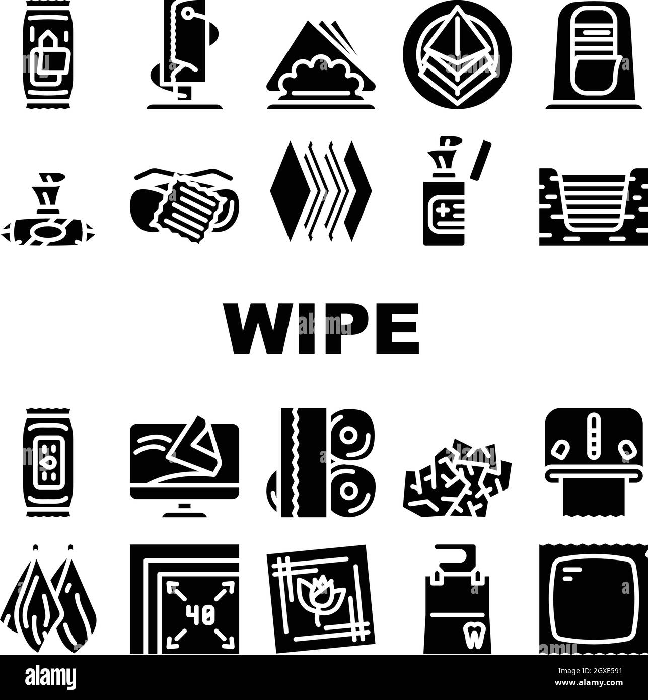Wipe Hygiene Accessory Collection Icons Set Vector Stock Vector