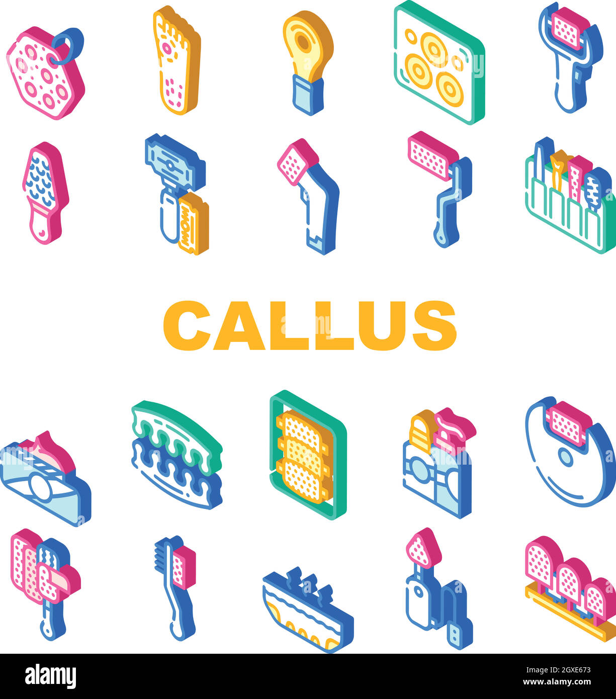 Callus Remover Tool Collection Icons Set Vector Stock Vector