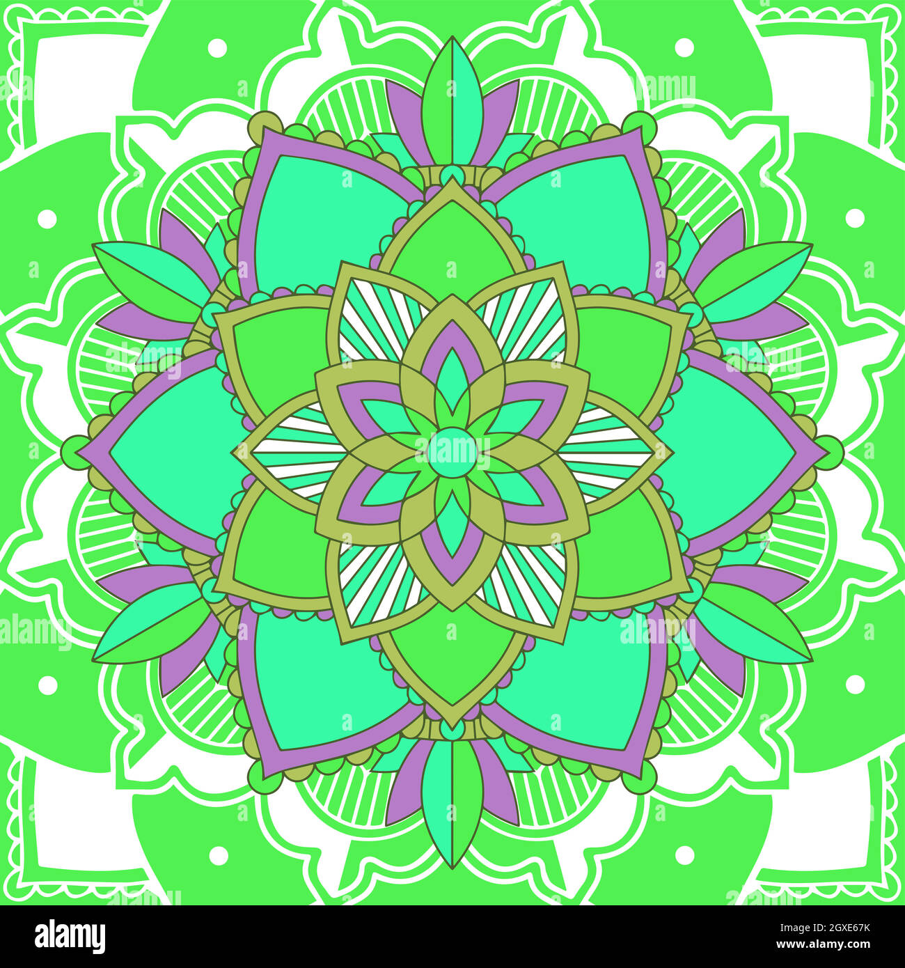 Mandala patterns on green background Stock Vector