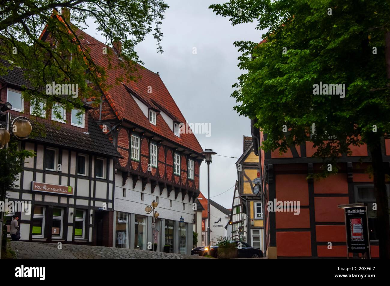 Street in the city Bad Salzuflen. Sightseeing through the center of the  town. Peaceful place. Two women walking. Bad Salzuflen, Germany, 27. April  201 Stock Photo - Alamy