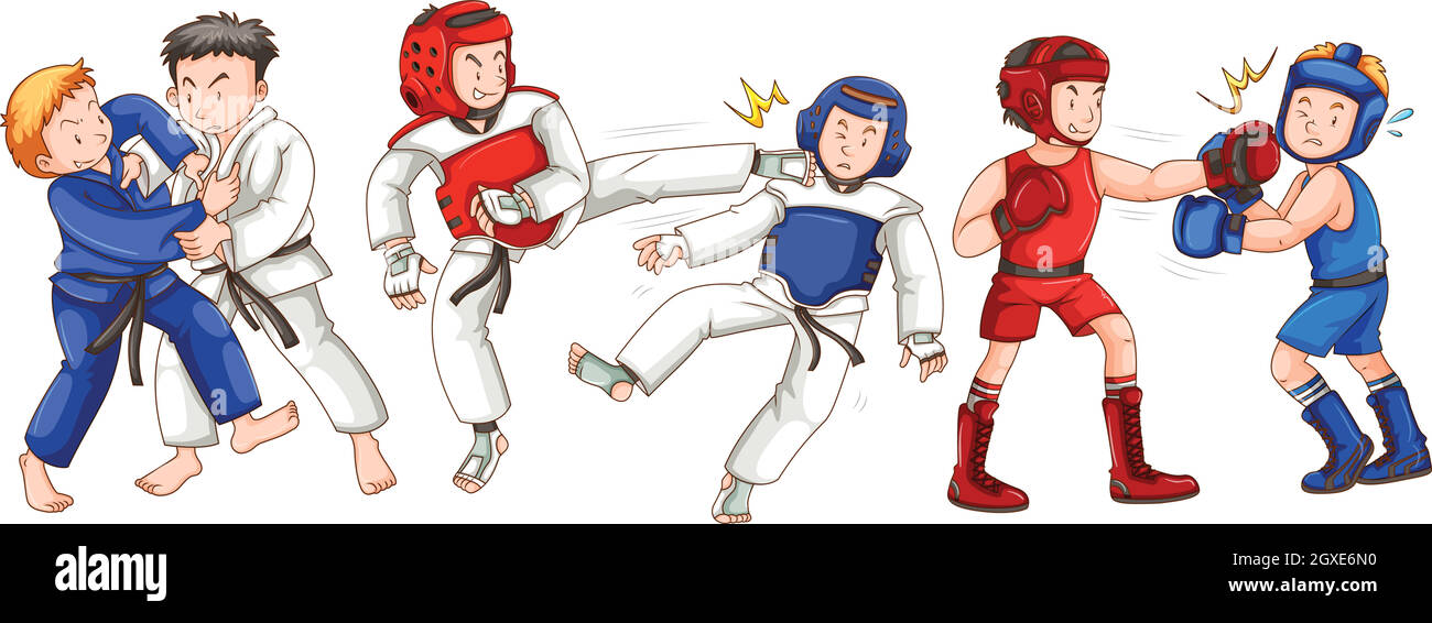Different sports for martial arts Stock Vector