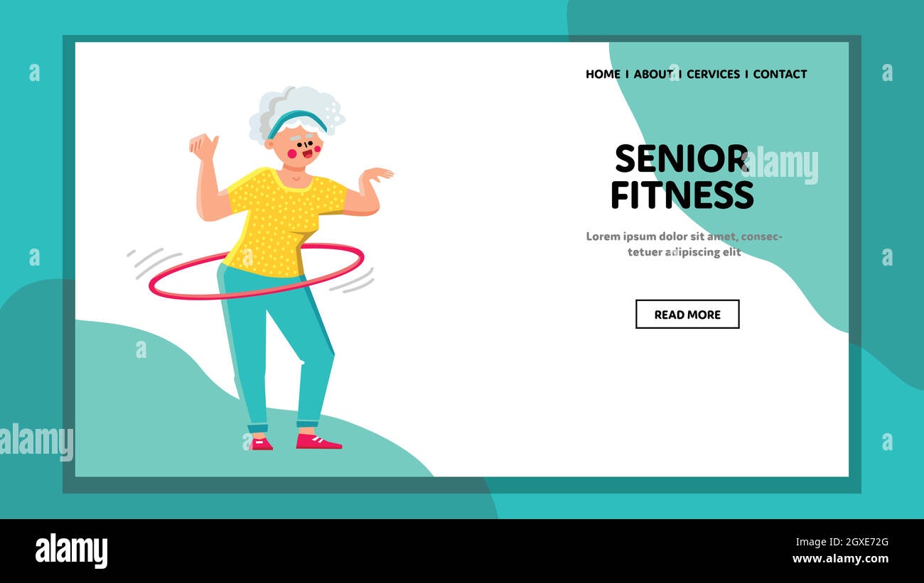 Woman Senior Fitness Active Time In Gym Vector Stock Vector