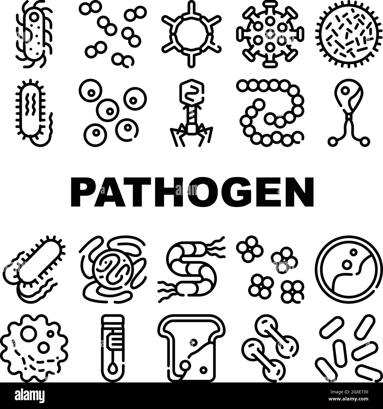 Pathogen Virus Disease Collection Icons Set Vector Stock Vector