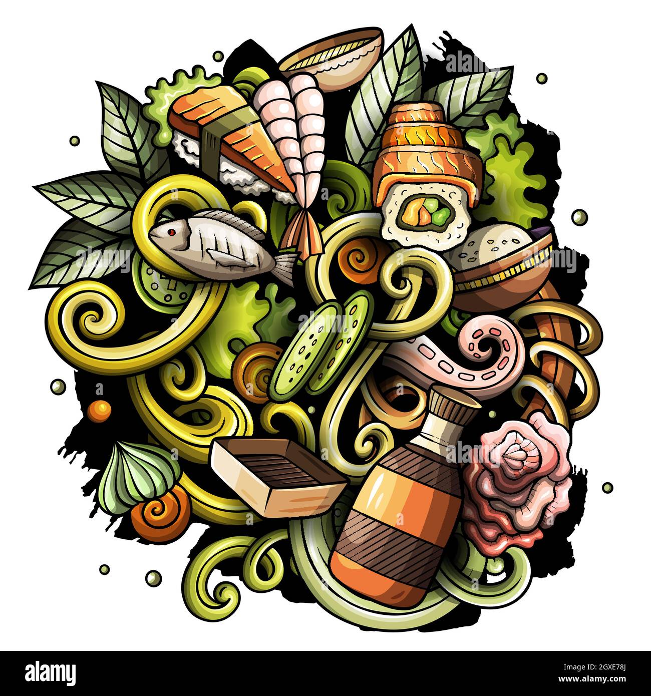 Cartoon vector doodles Japan food illustration Stock Vector Image & Art ...
