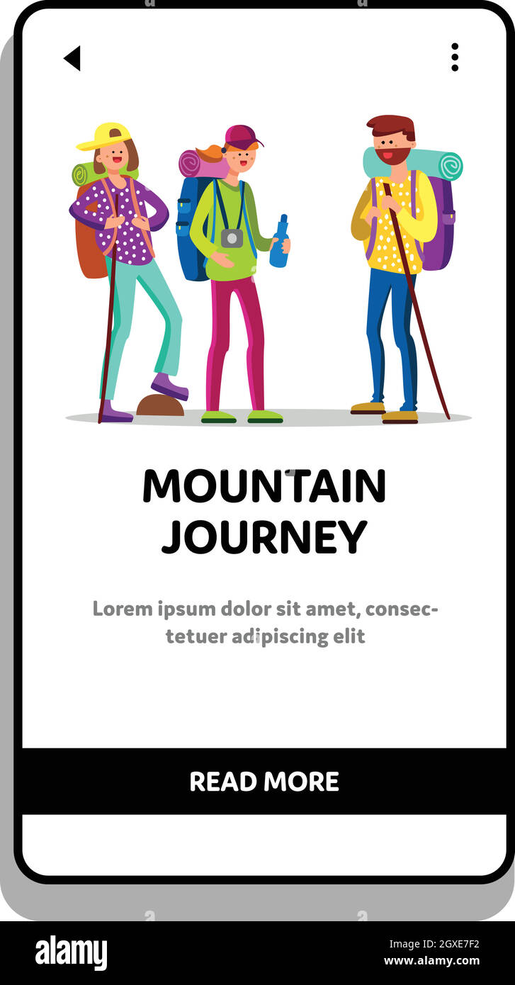 Mountain Journey And Extreme Adventure Vector Illustration Stock Vector ...