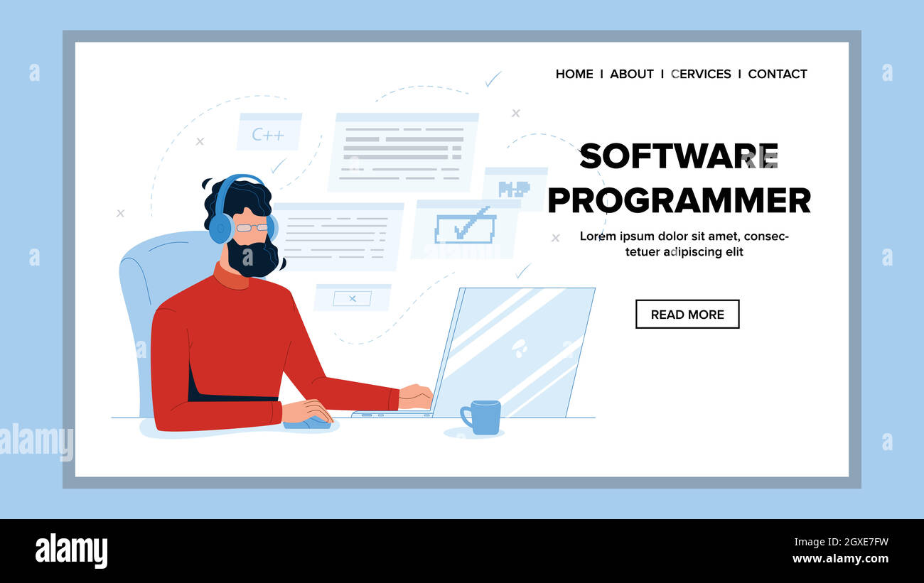 Premium Vector  Software development web coding on laptop programming  concept website design coding remote work in home