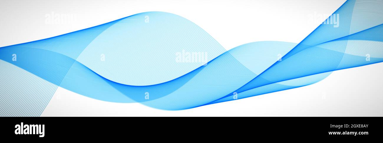 Abstract blue wavy lines on white background - Vector illustration ...