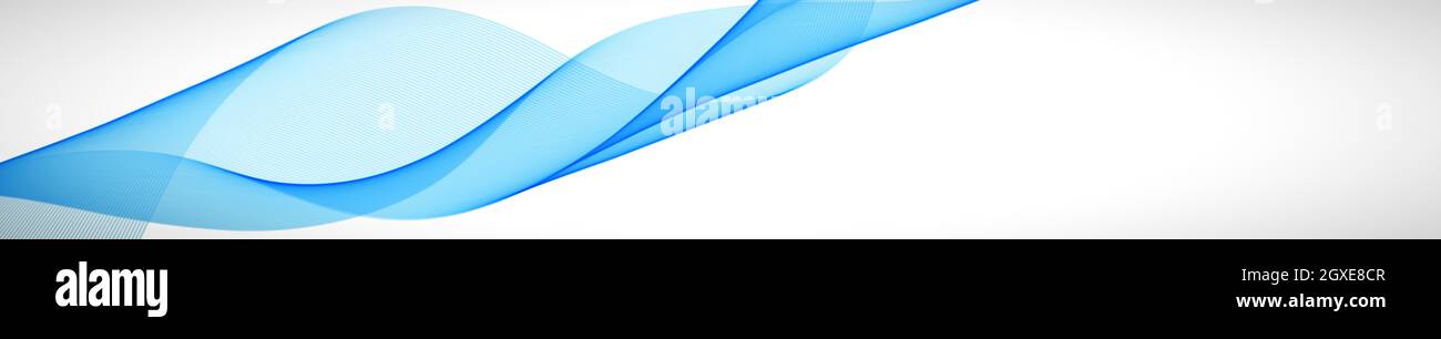 Abstract blue wavy lines on white background - Vector illustration ...