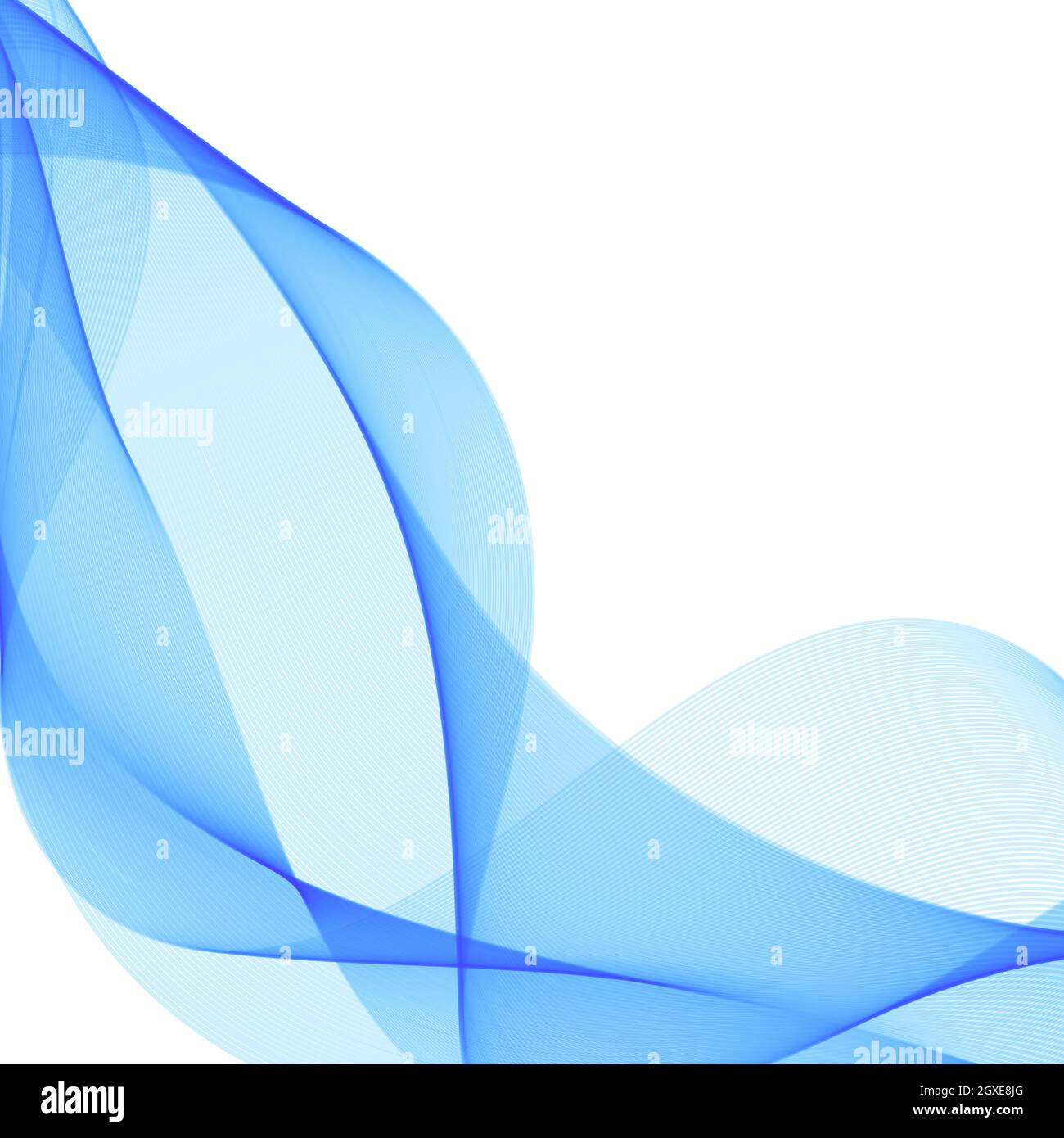 Abstract blue wavy lines on white background - Vector illustration ...