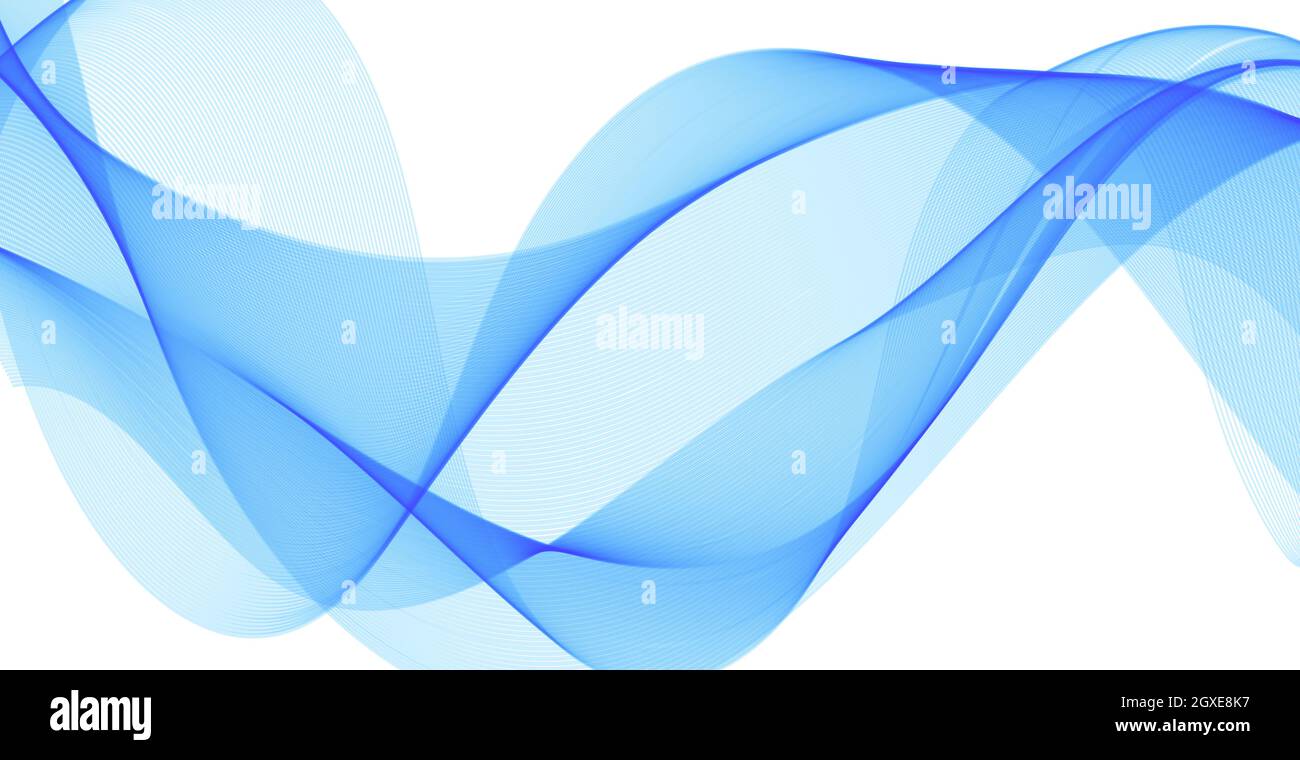 Abstract blue wavy lines on white background - Vector illustration ...
