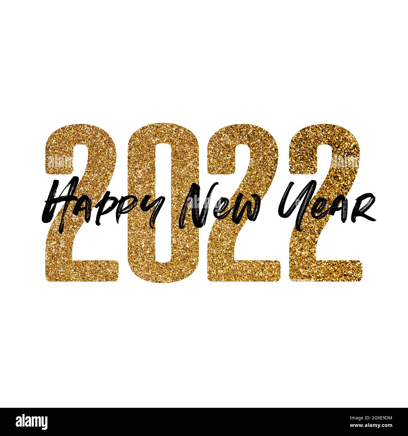 Happy new year 2022 gold glitter celebration text background Stock Photo