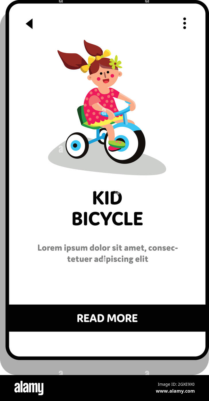 Kid Bicycle Riding Little Toddler Girl Vector Stock Vector