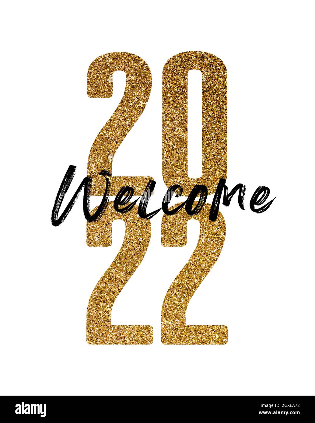Happy new year 2022 gold glitter celebration text background Stock Photo