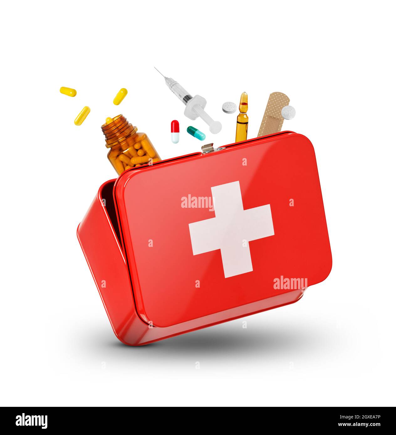 First aid kit on white background Stock Photo - Alamy