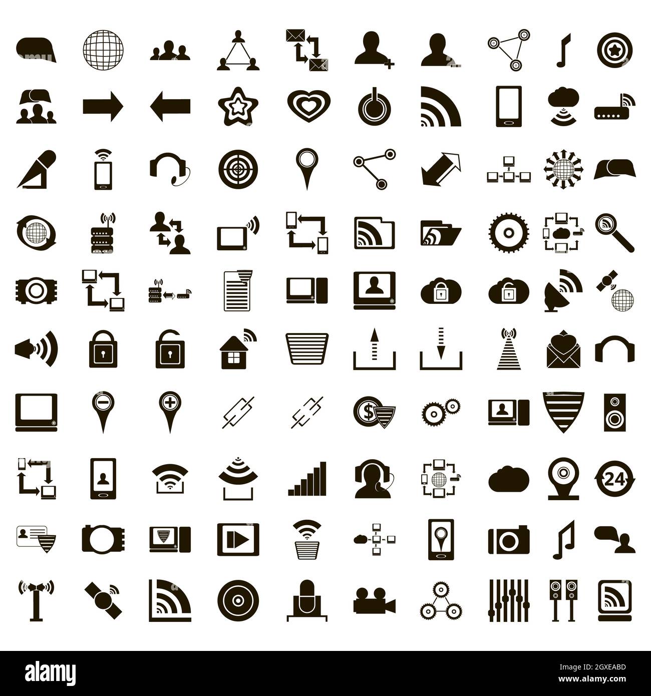 100 office icons set in simple style on a white background Stock Photo ...