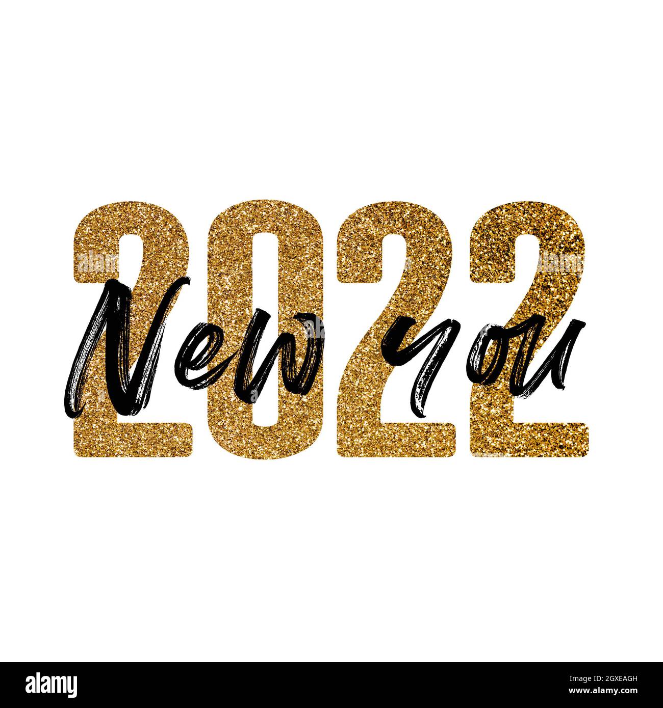 Happy new year 2022 gold glitter celebration text background Stock ...