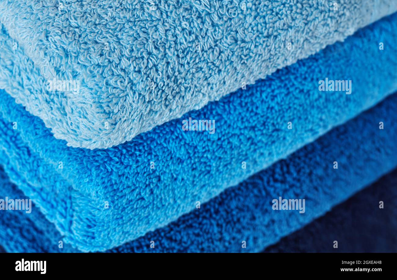 Folded stack of towels close-up Stock Photo