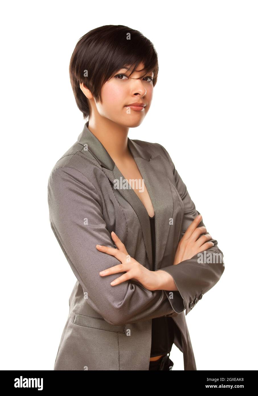 Pretty Mixed Race Young Adult Female Isolated on a White Background Stock  Photo - Alamy