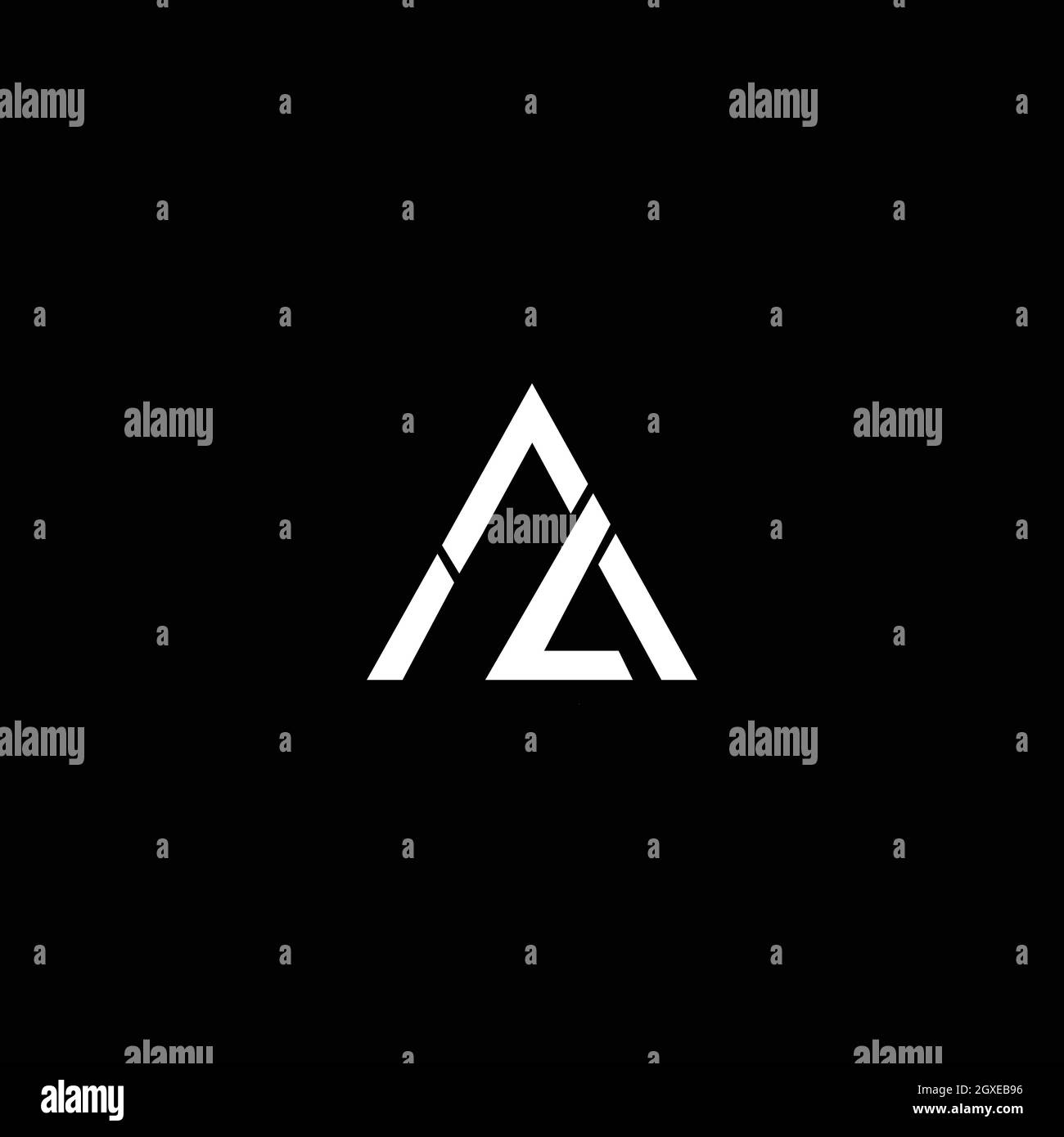 Initial uppercase letter logo AL monogram rounded shape, white color on black background Stock Vector