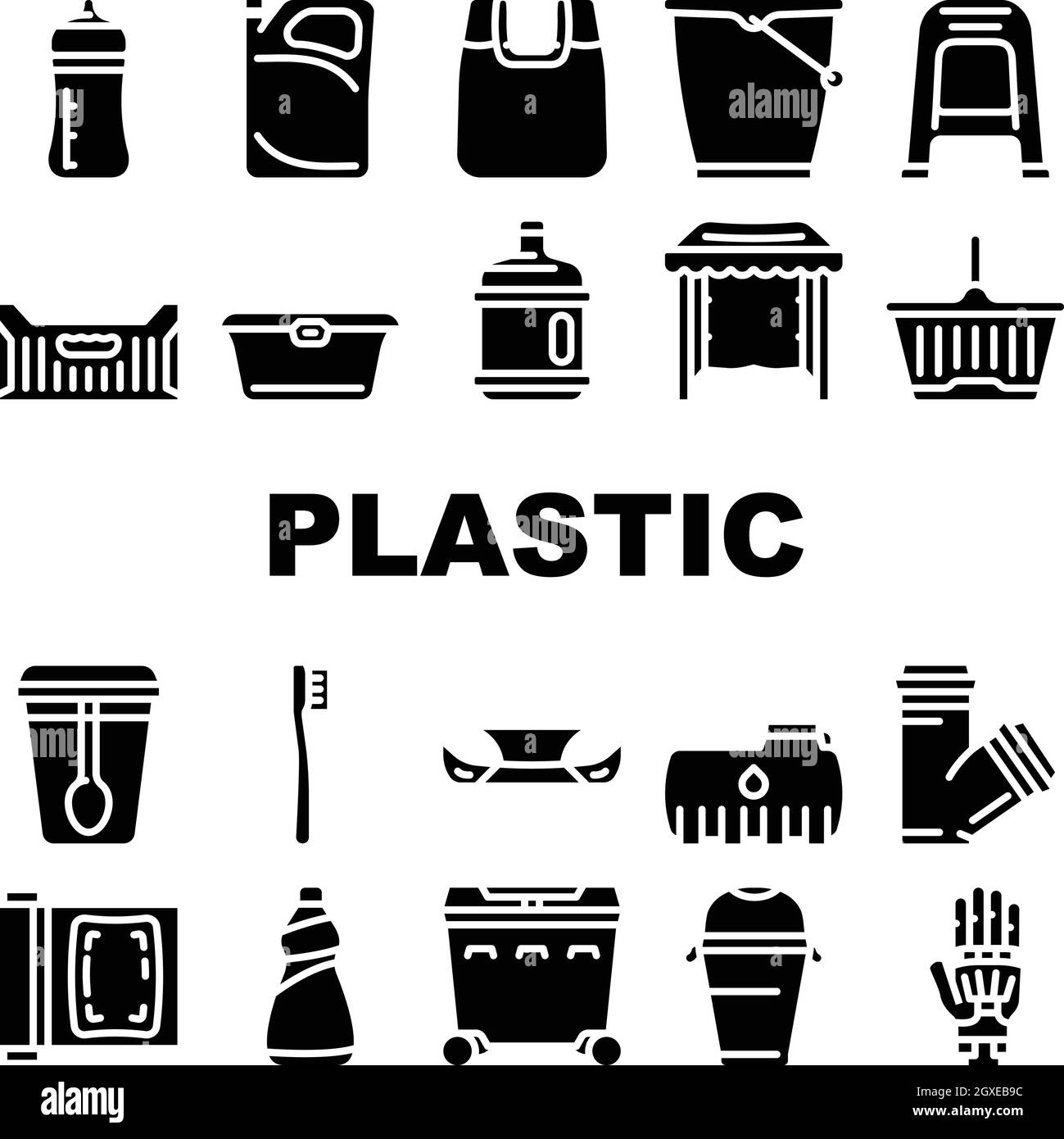 Plastic Accessories Collection Icons Set Vector Stock Vector