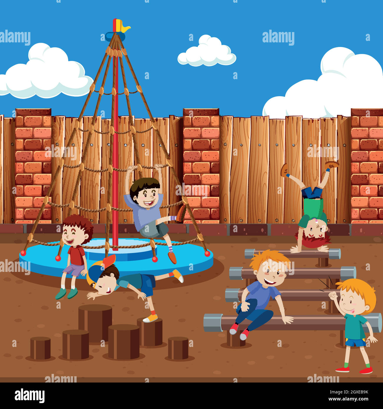 Boys playing on playground Stock Vector