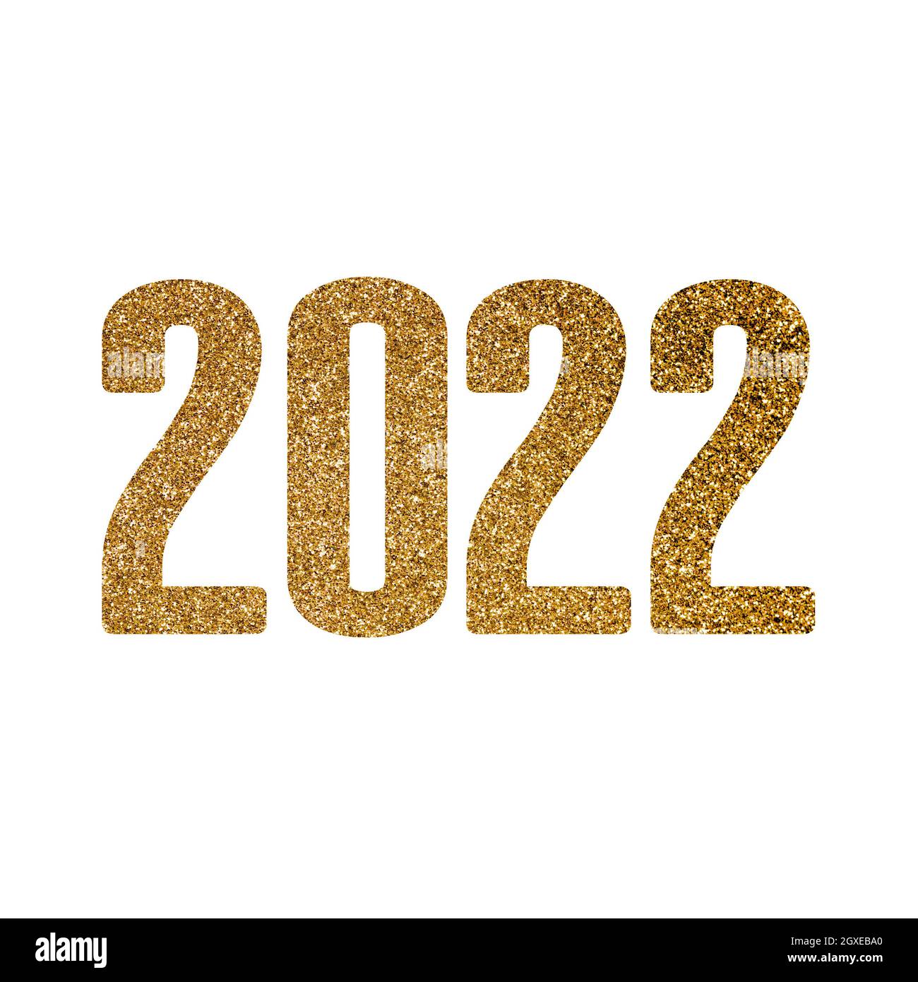 Happy new year 2022 gold glitter celebration text background Stock ...