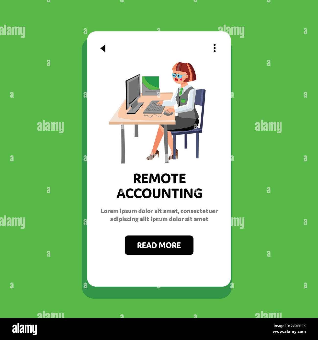 Remote Accounting Doing Office Worker Girl Vector Stock Vector