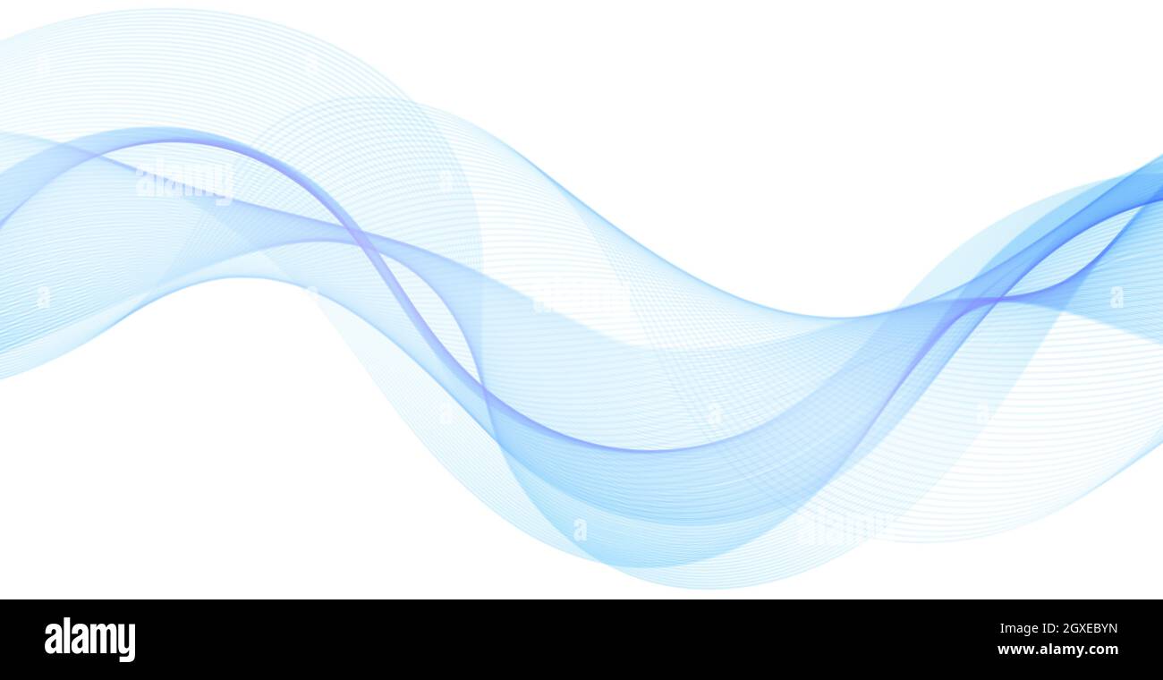Abstract blue wavy lines on white background - Vector illustration ...