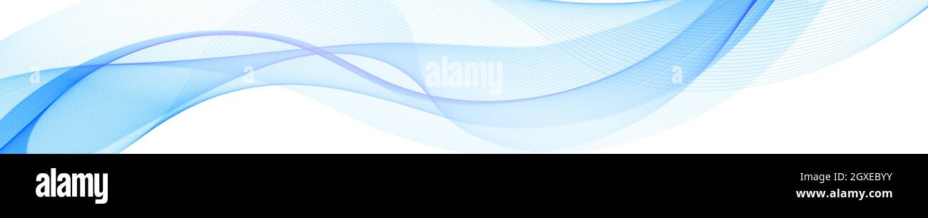 Abstract blue wavy lines on white background - Vector illustration ...