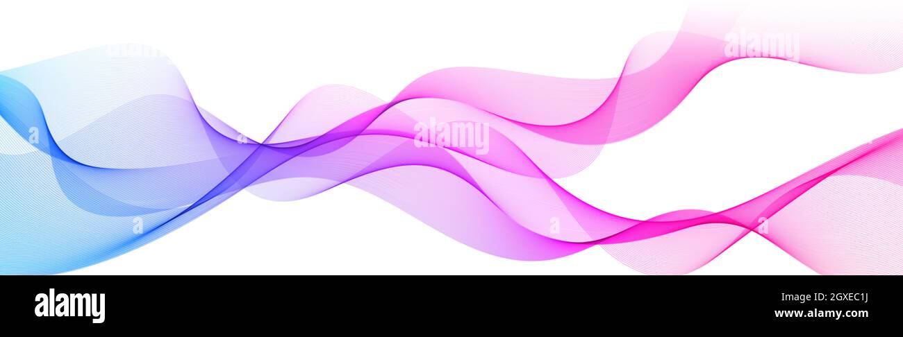 Abstract blue wavy lines on white background - Vector illustration ...