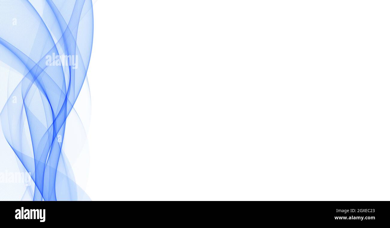 Abstract blue wavy lines on white background - Vector illustration ...