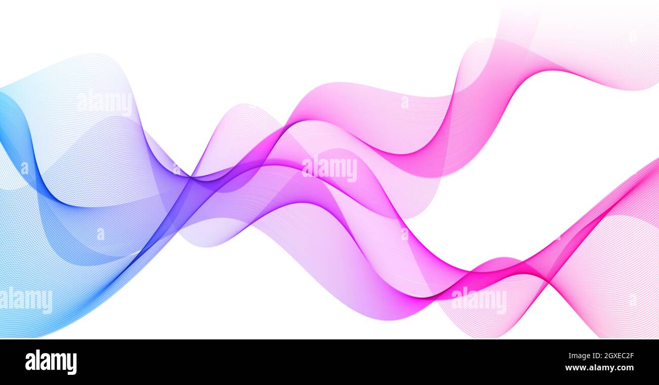 Abstract blue wavy lines on white background - Vector illustration ...