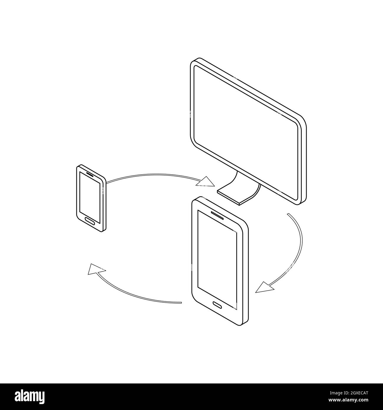 Gadgets synchronization icon in isometric 3d style isolated on white ...