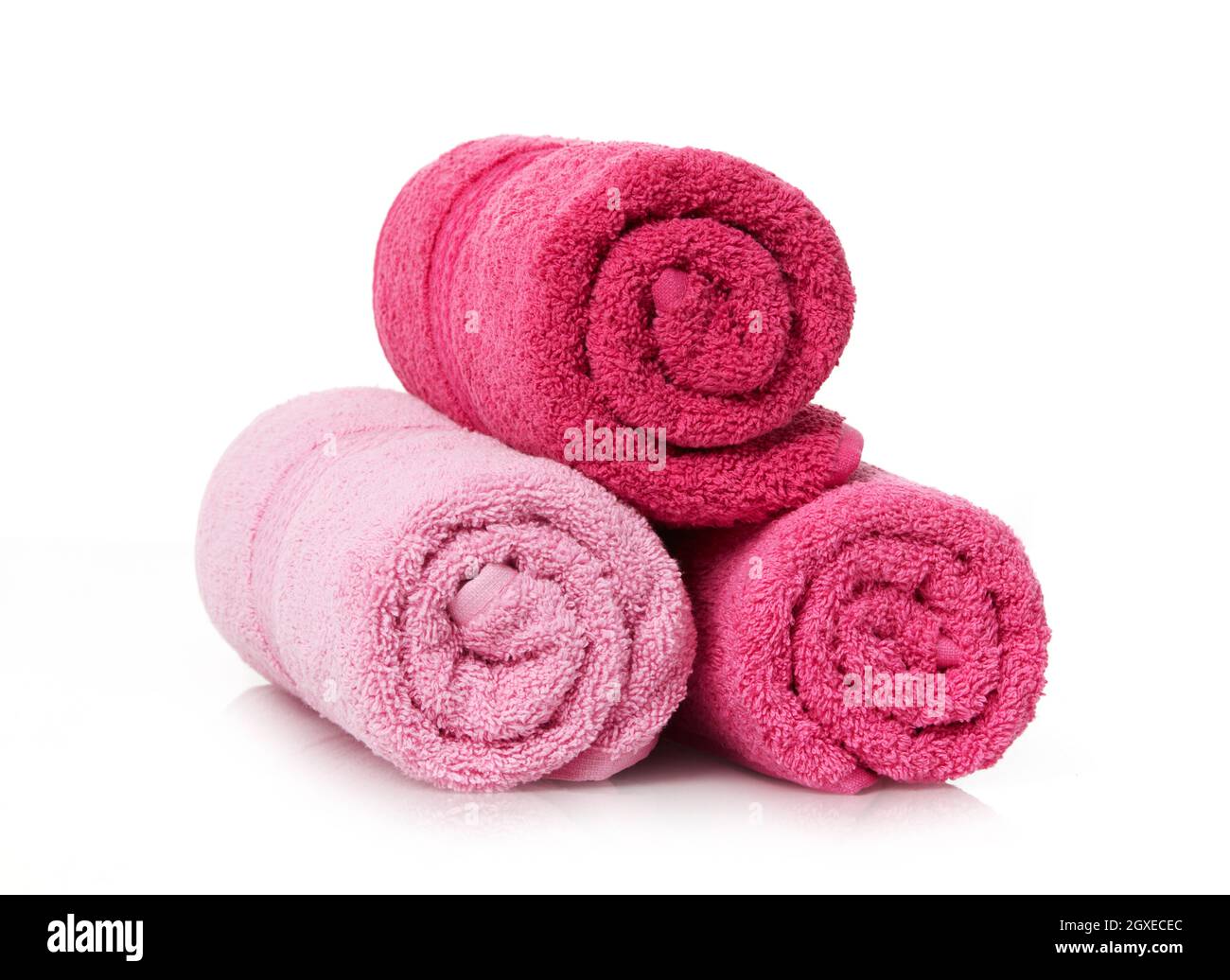 Rolled towels on white background Stock Photo
