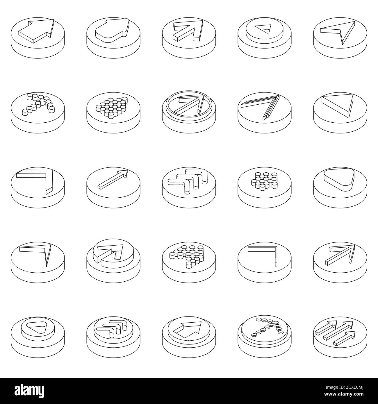 Arrow icon set in isometric 3d style isolated on white background Stock ...