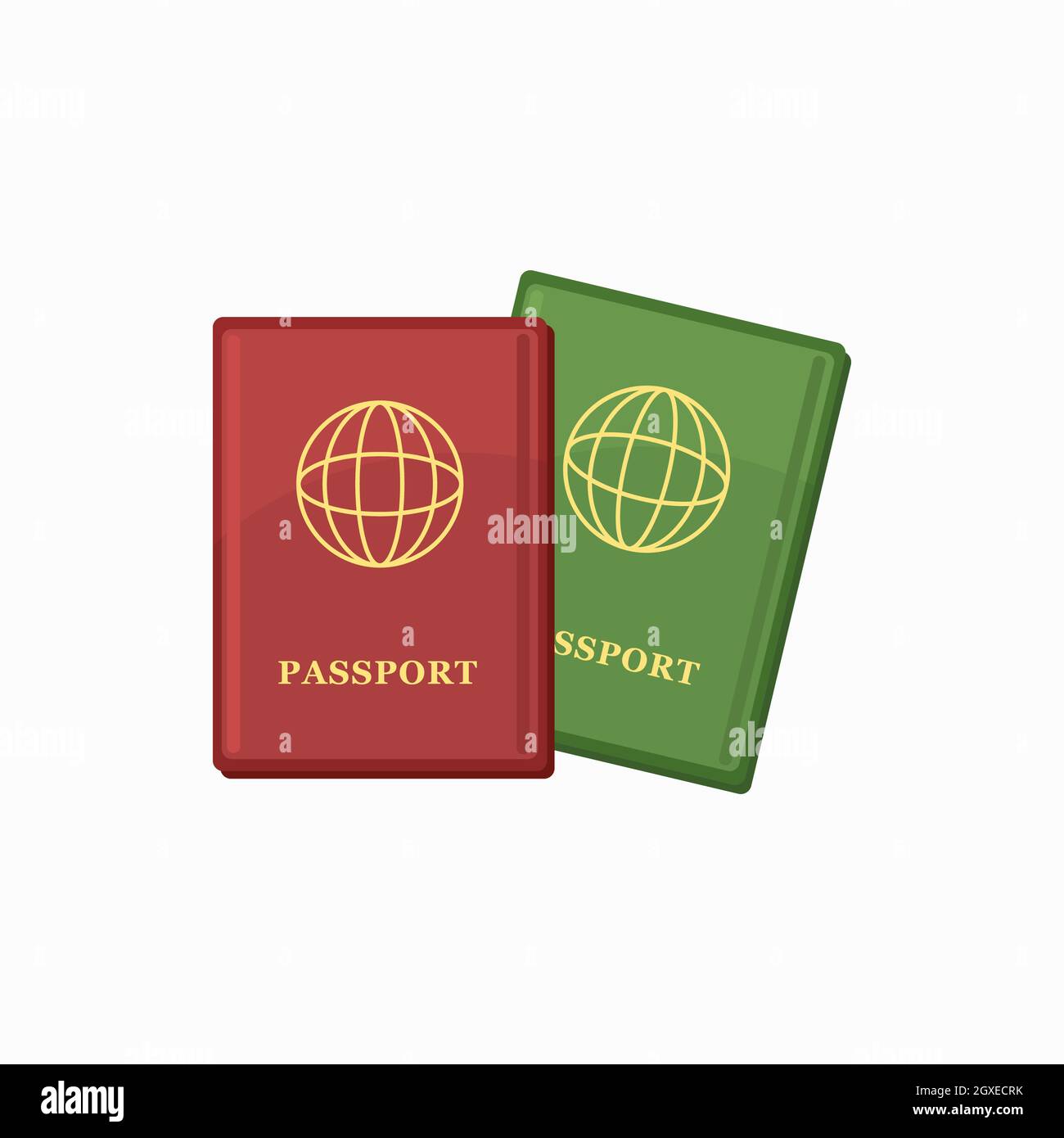 Two Passports In Red And Green Colors Icon In Cartoon Style Isolated On