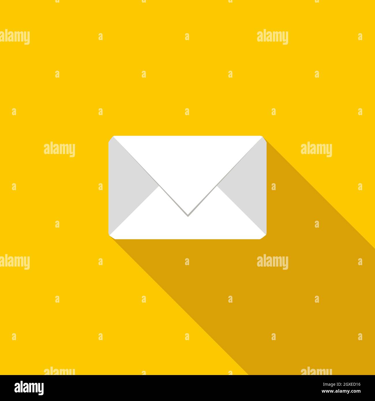 White envelope icon in flat style on a yellow background Stock Photo ...