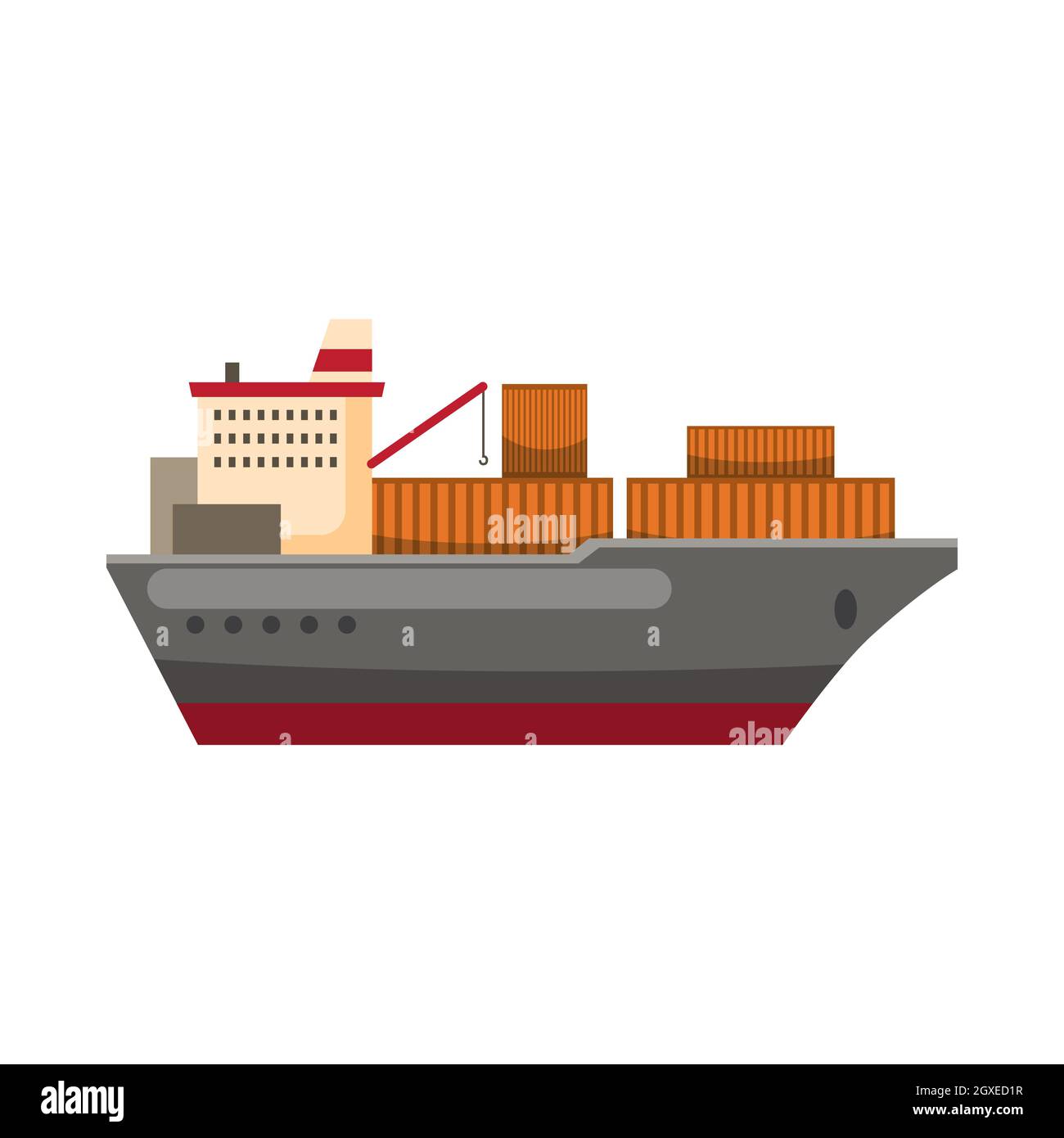 Cargo ship icon in cartoon style on a white background Stock Photo