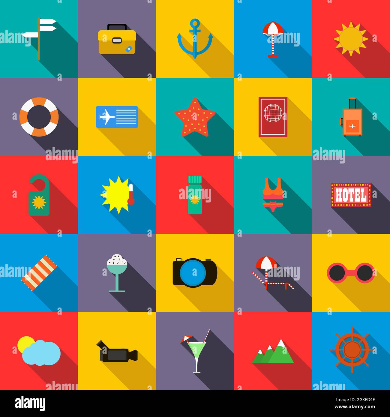 Travel set icons in flat style for any design Stock Photo - Alamy