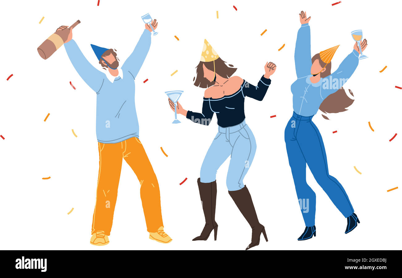 People Celebrating Birthday Or Christmas flat Vector Stock Vector